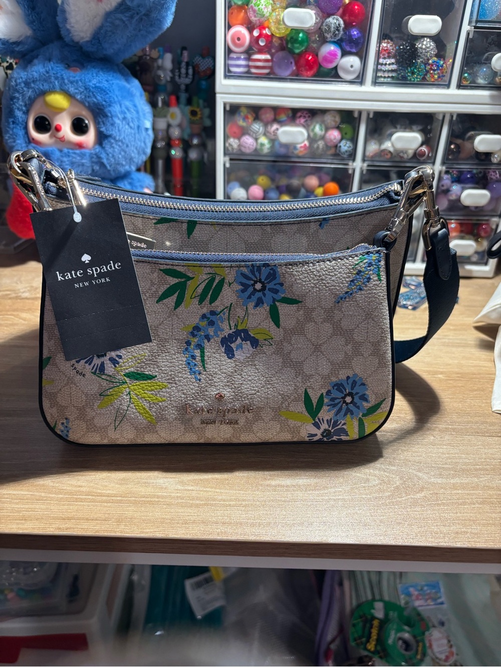 kate spade Floral Print Crossbody Bag in Beige, Blue, Green
